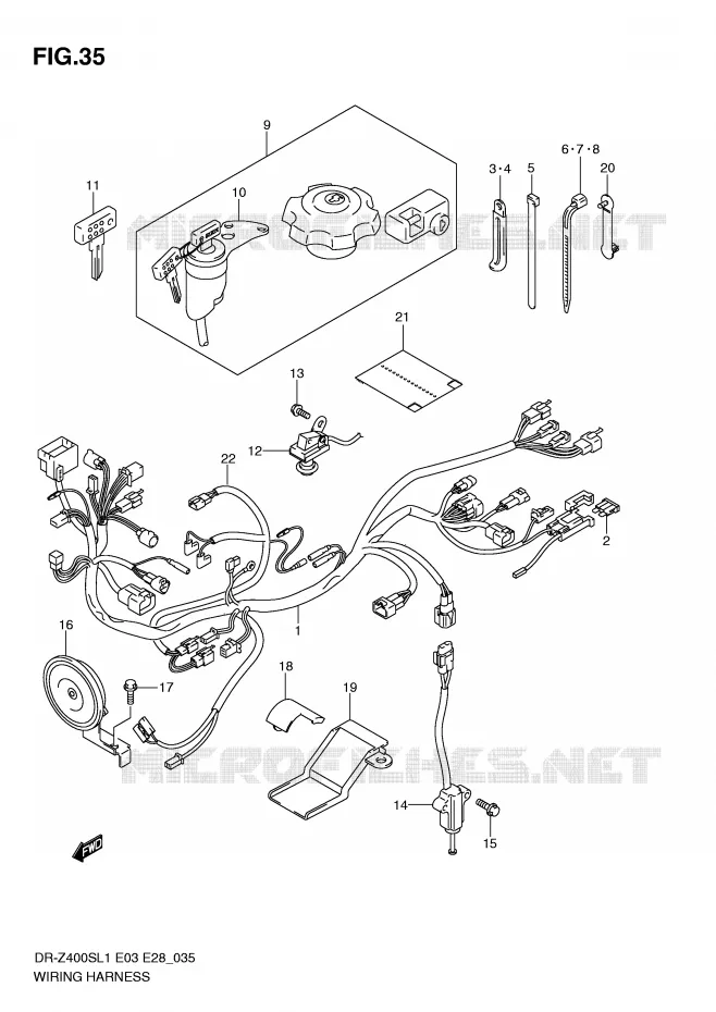 WIRING HARNESS (DR-Z400SL1 E3) Suzuki MOTO 400 DR-Z 2011  DR-Z400SL1(E3/E28)