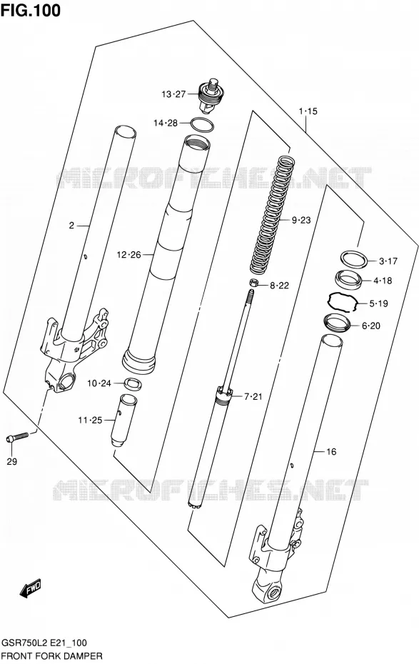 FRONT FORK Suzuki MOTO 750 GSR 2012  GSR750L2(E24)