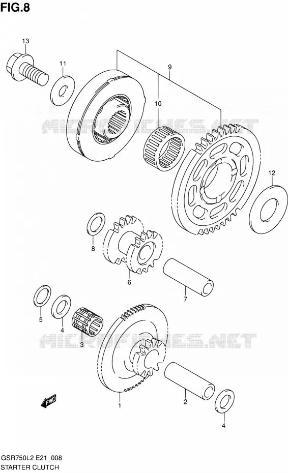 STARTER MOTOR CLUTCH Suzuki MOTO 750 GSR 2012  GSR750L2(E24)