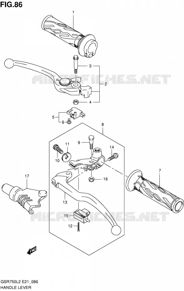 HANDGRIPS - LEVERS  Suzuki MOTO 750 GSR 2012  GSR750AL2(E24)