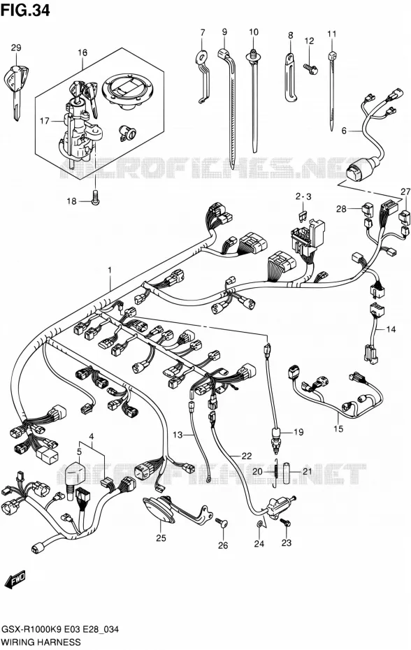 WIRING HARNESS Suzuki MOTO 1000 GSX-R 2009  GSX-R1000 K9 (E03,E28,E33)