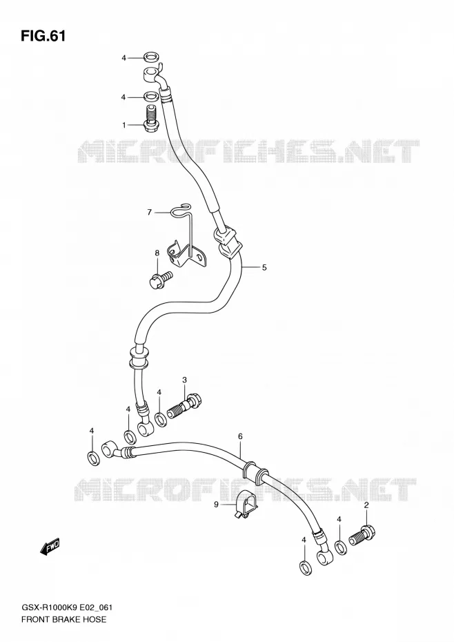 FRONT BRAKE HOSE Suzuki MOTO 1000 GSX-R 2010  GSX-R1000 L0 (E02,E14,E19,E24,E51,P37)