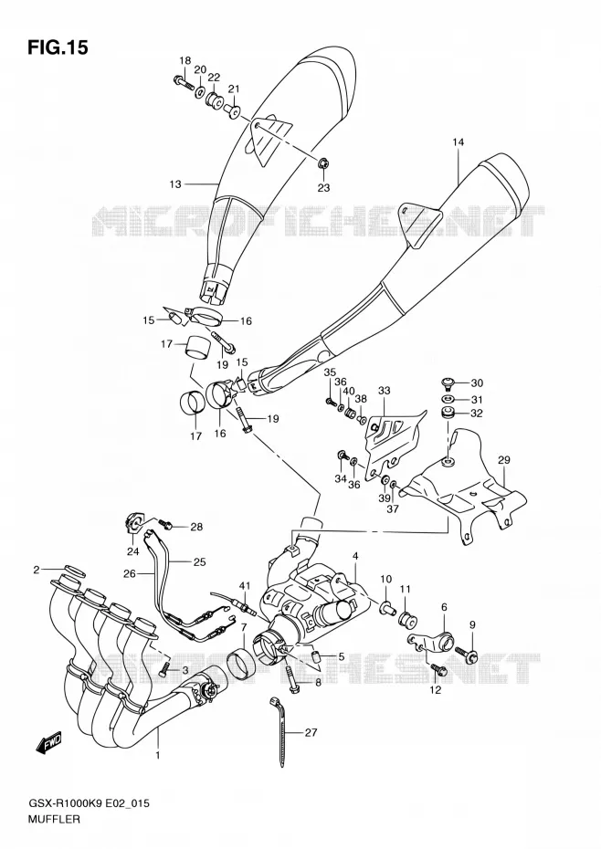 MUFFLER Suzuki MOTO 1000 GSX-R 2010  GSX-R1000 L0 (E02,E14,E19,E24,E51,P37)