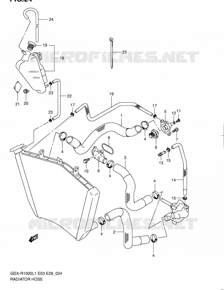 RADIATOR HOSE - EXPANSION TANK Suzuki MOTO 1000 GSX-R 2011  GSX-R1000 L1 (E03,E28,E33)