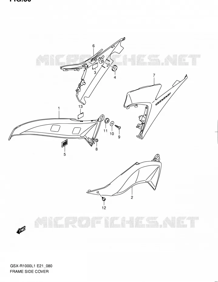 FRAME SIDE COVER Suzuki MOTO 1000 GSX-R 2011  GSX-R1000L1(E14)