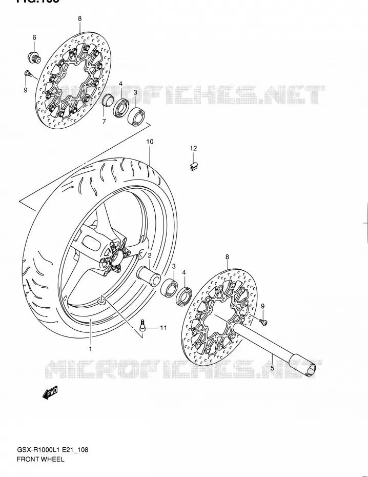 FRONT WHEEL Suzuki MOTO 1000 GSX-R 2011  GSX-R1000L1(E51)