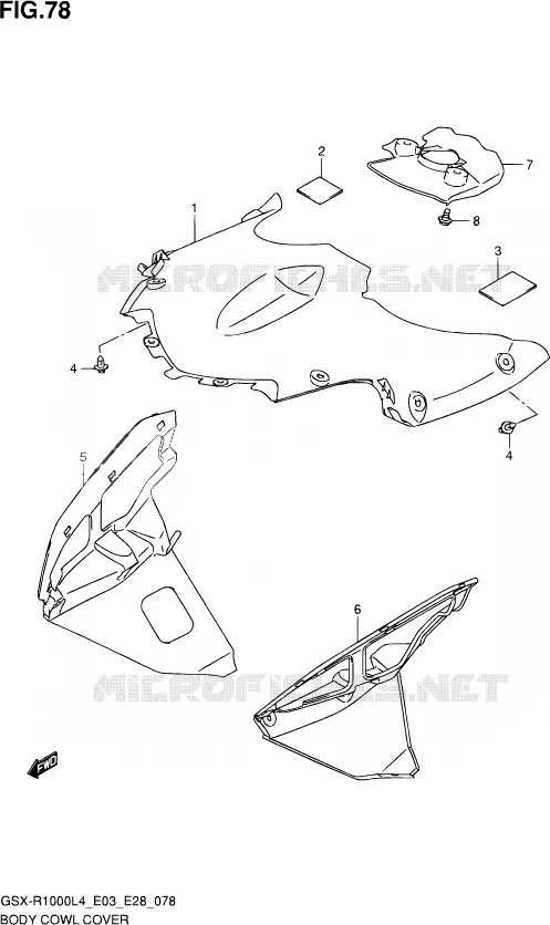 INNER COWLING Suzuki MOTO 1000 GSX-R 2014  GSX-R1000 L4  (E03,E28,E33)