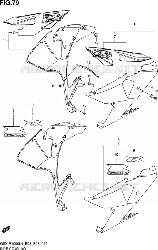 SIDE FAIRING Suzuki MOTO 1000 GSX-R 2014  GSX-R1000 L4  (E03,E28,E33)