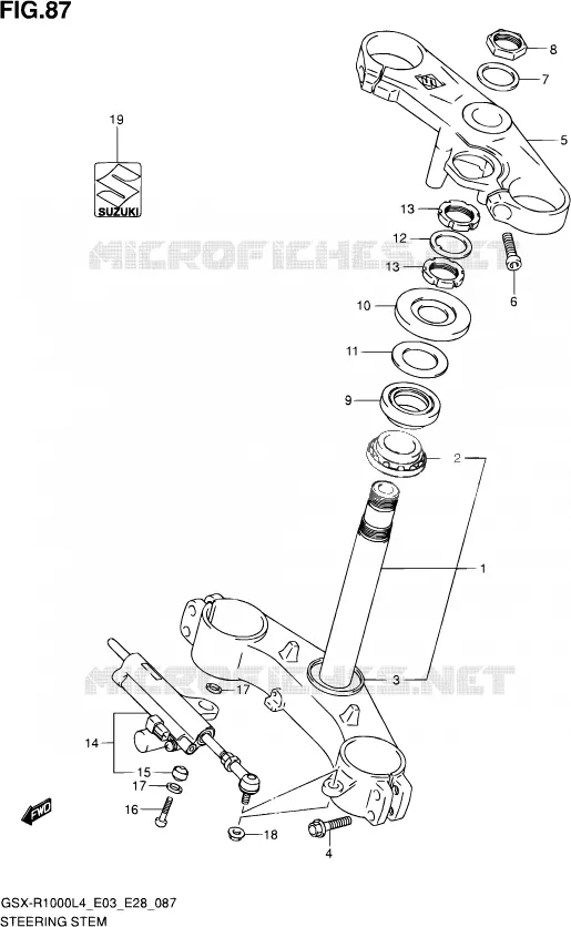 STEERING COLUMN (GSX-R1000L4 E28) Suzuki MOTO 1000 GSX-R 2014  GSX-R1000 L4  (E03,E28,E33)