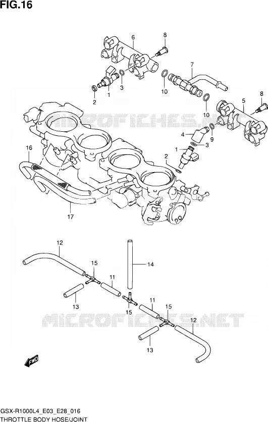 THROTTLE BODY (GSX-R1000L4 E28) Suzuki MOTO 1000 GSX-R 2014  GSX-R1000 L4  (E03,E28,E33)