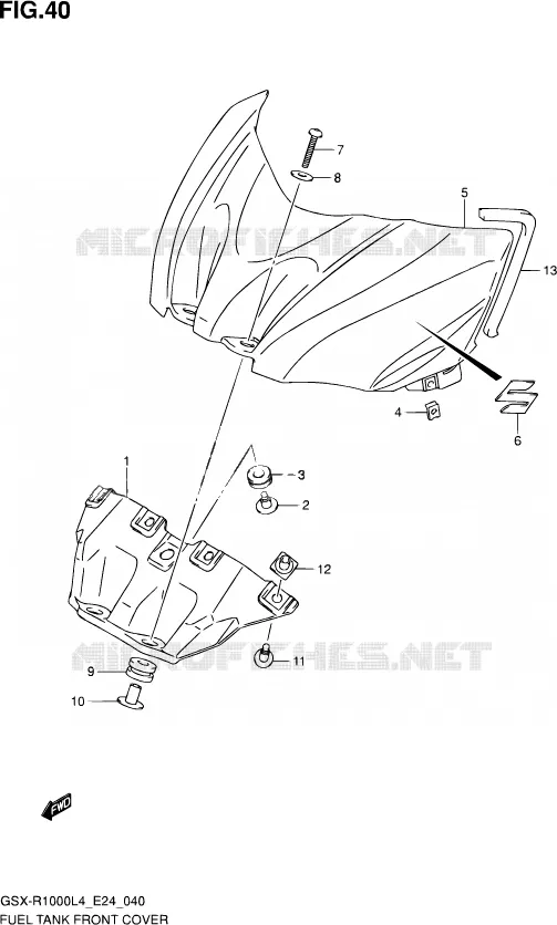 FUEL TANK FRONT COVER Suzuki MOTO 1000 GSX-R 2014  GSX-R1000 L4  (E24)