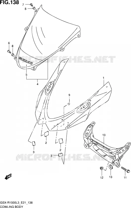FAIRING (GSX-R1000ZL3 E24) Suzuki MOTO 1000 GSX-R 2013  GSX-R1000UF L3 (E21)