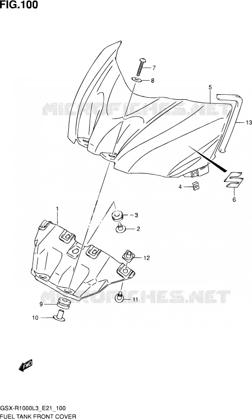 FUEL TANK FRONT COVER (GSX-R1000L3 E21) Suzuki MOTO 1000 GSX-R 2013  GSX-R1000UF L3 (E21)