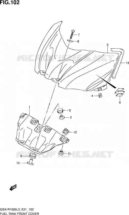 FUEL TANK FRONT COVER (GSX-R1000UFL3 E21) Suzuki MOTO 1000 GSX-R 2012  GSX-R1000UF L3 (E21)