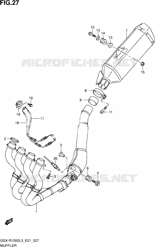 MUFFLER (GSX-R1000UFL3 E21) Suzuki MOTO 1000 GSX-R 2013  GSX-R1000UF L3 (E21)