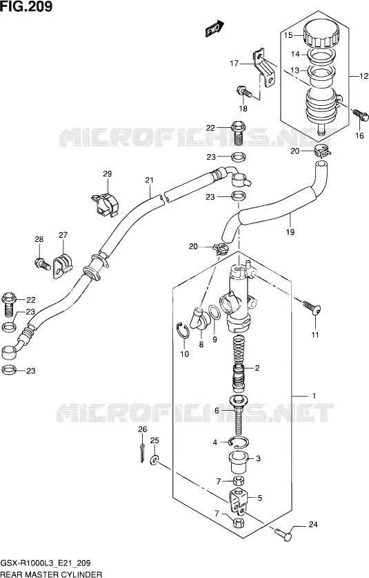 REAR BRAKE MASTER CYLINDER Suzuki MOTO 1000 GSX-R 2013  GSX-R1000UF L3 (E21)
