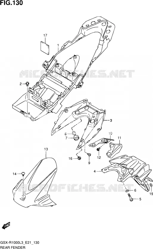 REAR FEDNER (GSX-R1000UFL3 E21) Suzuki MOTO 1000 GSX-R 2013  GSX-R1000UF L3 (E21)