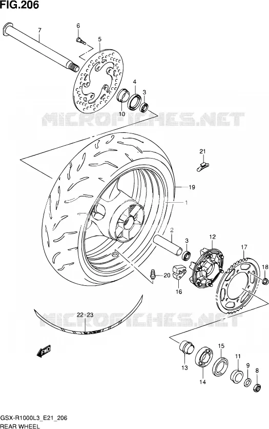 REAR WHEEL (GSX-R1000ZL3 E24) Suzuki MOTO 1000 GSX-R 2013  GSX-R1000UF L3 (E21)