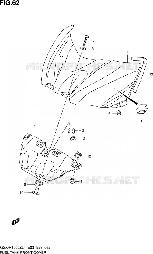 FUEL TANK FRONT COVER (GSX-R1000ZL4 E28) Suzuki MOTO 1000 GSX-R 2014  GSX-R1000Z L4 (E03,E28)