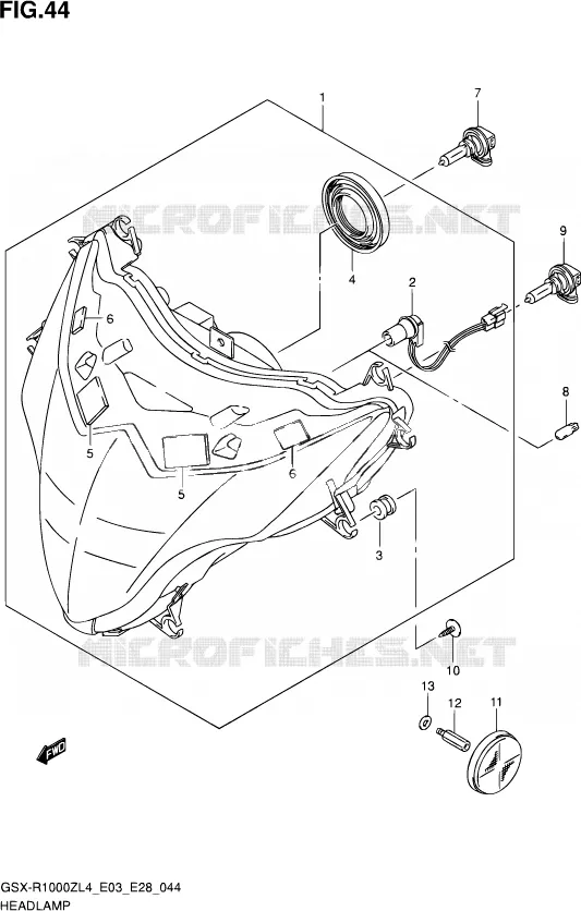HEAD LAMP (GSX-R1000ZL4 E28) Suzuki MOTO 1000 GSX-R 2014  GSX-R1000Z L4 (E03,E28)