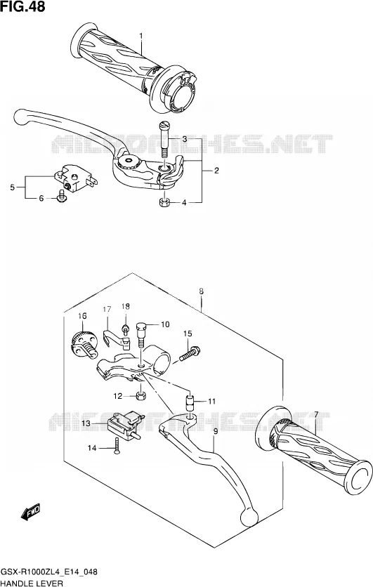 HANDGRIPS - LEVERS  Suzuki MOTO 1000 GSX-R 2014  GSX-R1000Z L4 (E14)