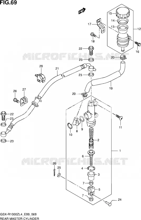 REAR BRAKE MASTER CYLINDER Suzuki MOTO 1000 GSX-R 2014  GSX-R1000Z L4 (E99)