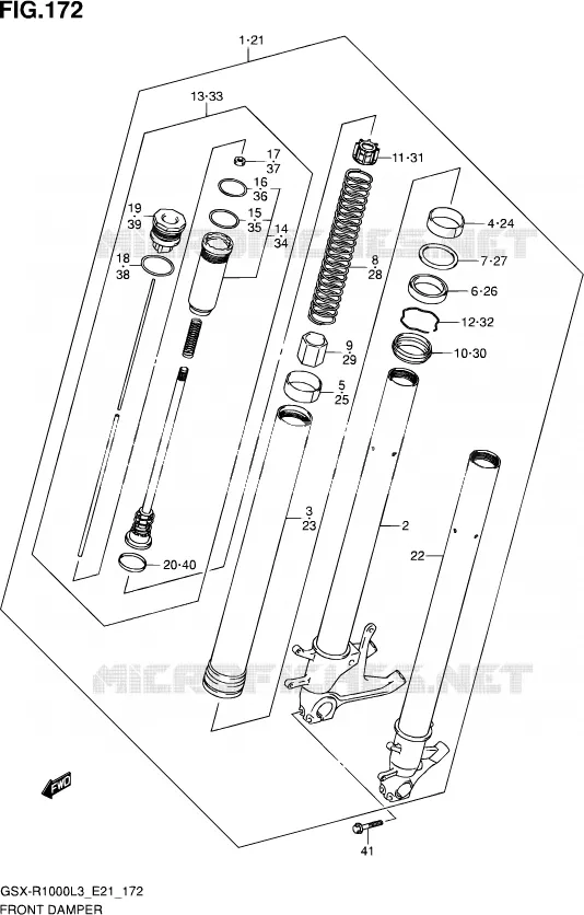 FRONT FORK (GSX-R1000ZL3 E21) Suzuki MOTO 1000 GSX-R 2013  GSX-R1000ZUF L3 (E21)