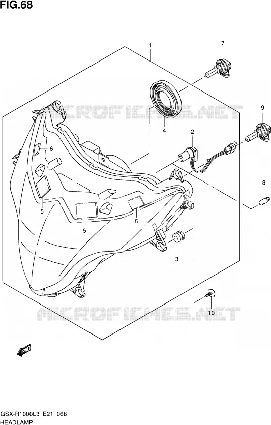 HEAD LAMP (GSX-R1000UFL3 E21) Suzuki MOTO 1000 GSX-R 2013  GSX-R1000ZUF L3 (E21)