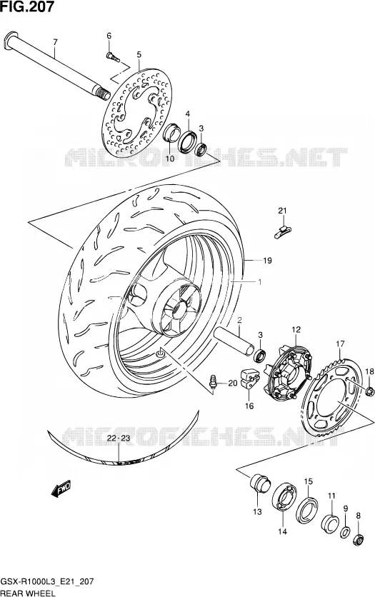 REAR WHEEL (GSX-R1000ZUFL3 E21) Suzuki MOTO 1000 GSX-R 2013  GSX-R1000ZUF L3 (E21)