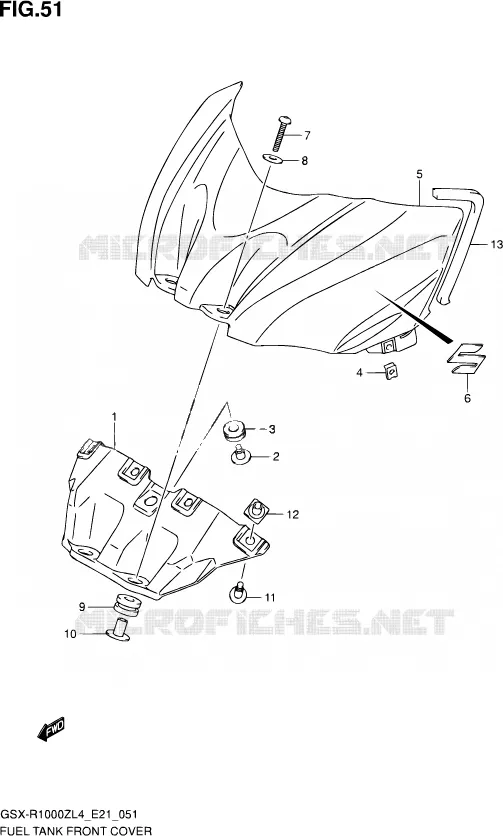 FUEL TANK FRONT COVER (GSX-R1000ZUFL4 E21) Suzuki MOTO 1000 GSX-R 2014  GSX-R1000ZUF L4 (E21)