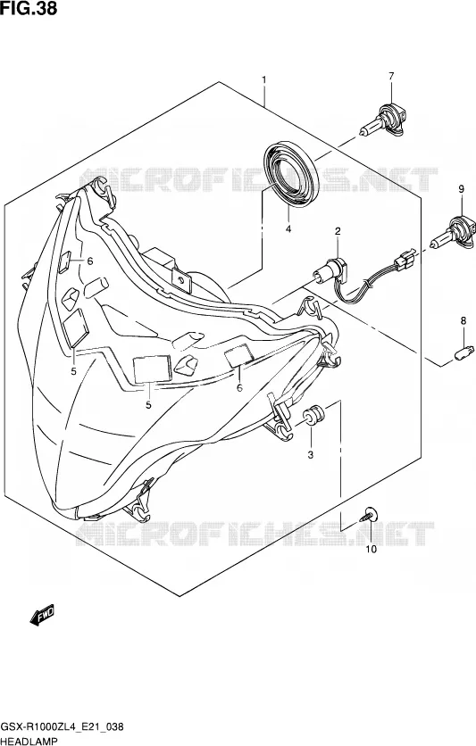 HEAD LAMP (GSX-R1000ZUFL4 E21) Suzuki MOTO 1000 GSX-R 2014  GSX-R1000ZUF L4 (E21)