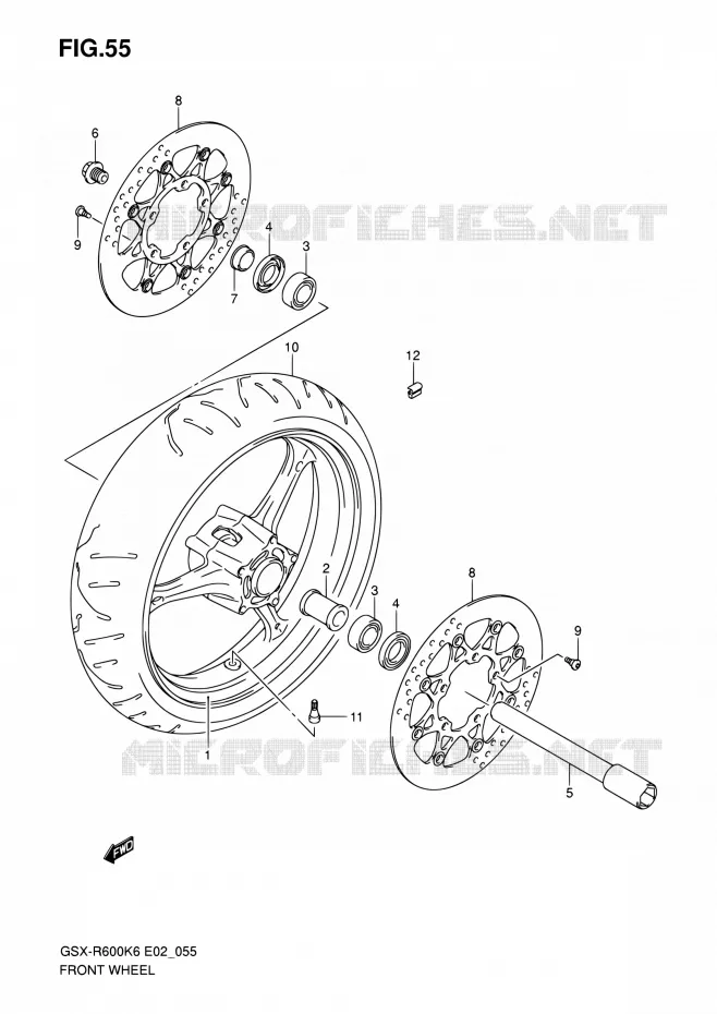 FRONT WHEEL Suzuki MOTO 600 GSX-R 2006  GSX-R600K6(E24)