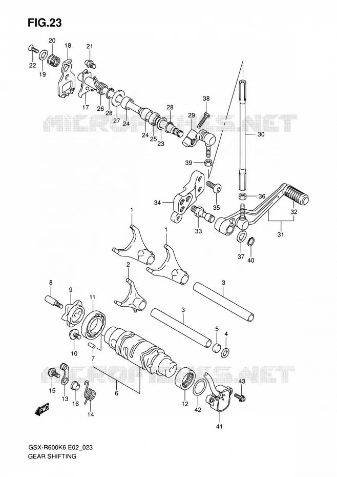 GEAR SHIFTING ASSY Suzuki MOTO 600 GSX-R 2006  GSX-R600K6(E24)