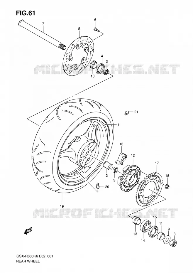 REAR WHEEL Suzuki MOTO 600 GSX-R 2006  GSX-R600K6(E24)