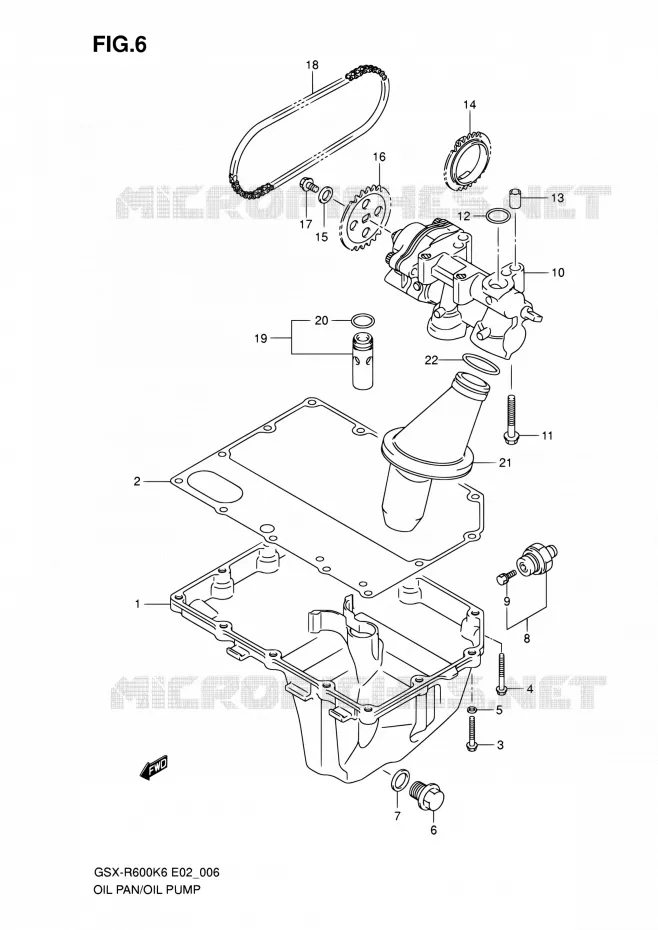 OIL PAN - OIL PUMP Suzuki MOTO 600 GSX-R 2007  GSX-R600K7(E19)