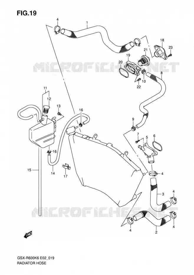 RADIATOR HOSE - EXPANSION TANK Suzuki MOTO 600 GSX-R 2007  GSX-R600K7(E19)