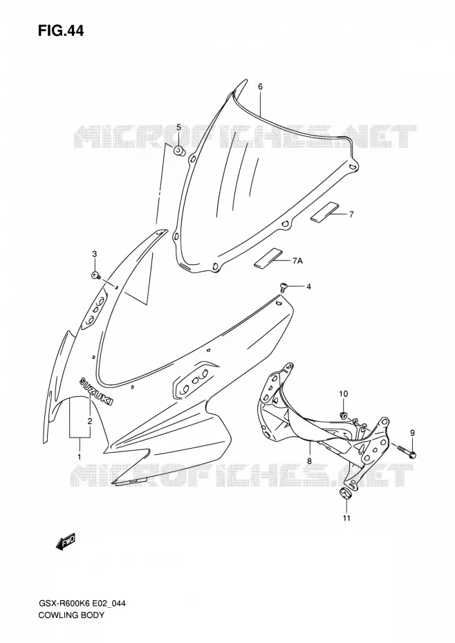 FAIRING Suzuki MOTO 600 GSX-R 2007  GSX-R600K7(E24)