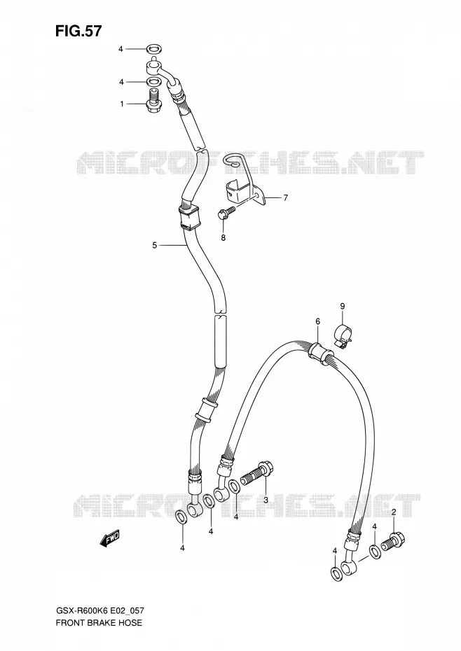 FRONT BRAKE HOSE Suzuki MOTO 600 GSX-R 2007  GSX-R600K7(E24)