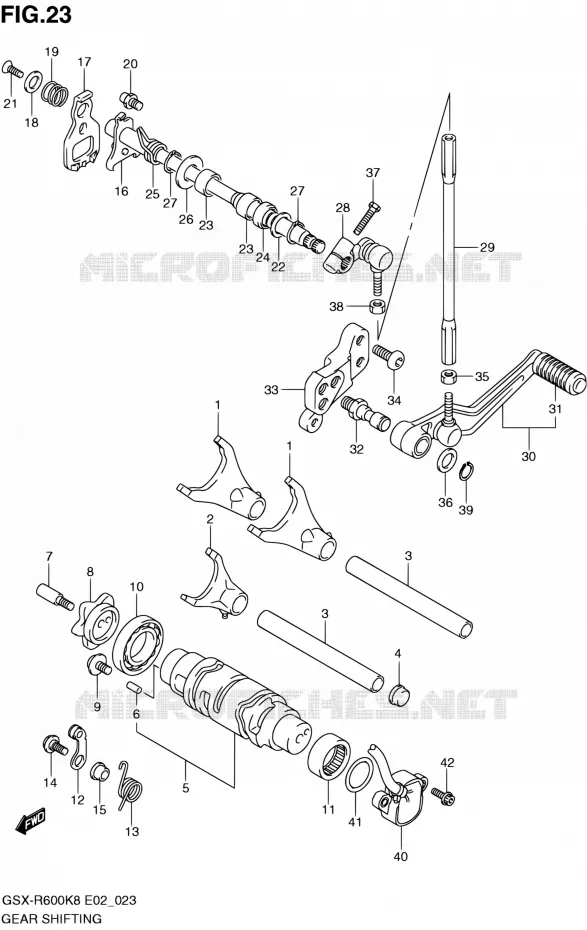 GEAR SHIFTING ASSY Suzuki MOTO 600 GSX-R 2008  GSX-R600 K8 (E02,E19,E24)
