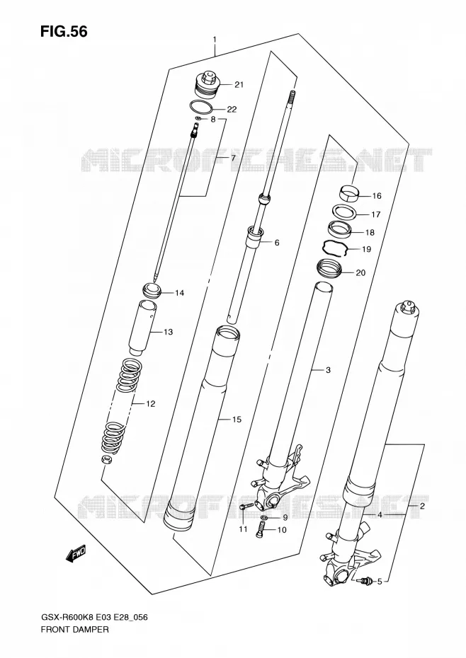 FRONT FORK Suzuki MOTO 600 GSX-R 2008  GSX-R600 K8 (E03,E28,E33)
