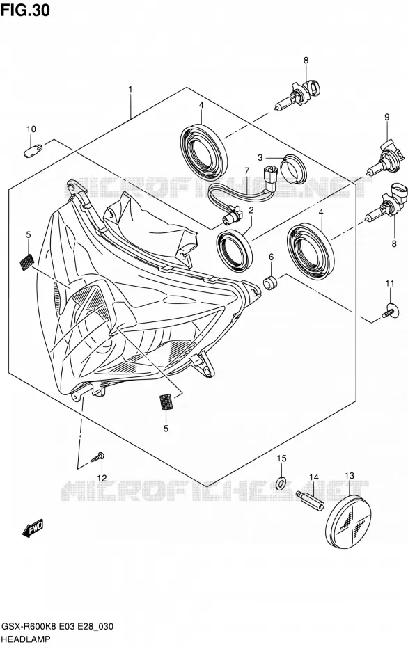 HEAD LAMP Suzuki MOTO 600 GSX-R 2008  GSX-R600 K8 (E03,E28,E33)