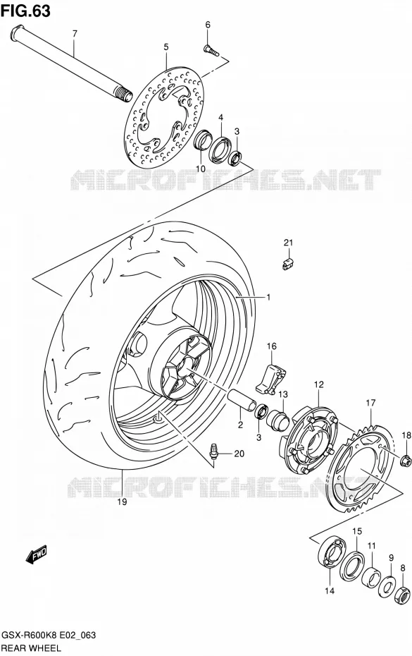 REAR WHEEL Suzuki MOTO 600 GSX-R 2009  GSX-R600 K9 (E02,E19,E24)