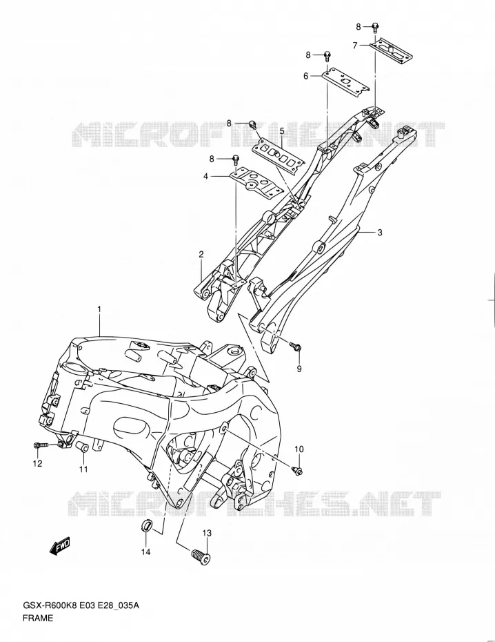 FRAME (MODEL L0) Suzuki MOTO 600 GSX-R 2009  GSX-R600 K9 (E03,E28,E33)