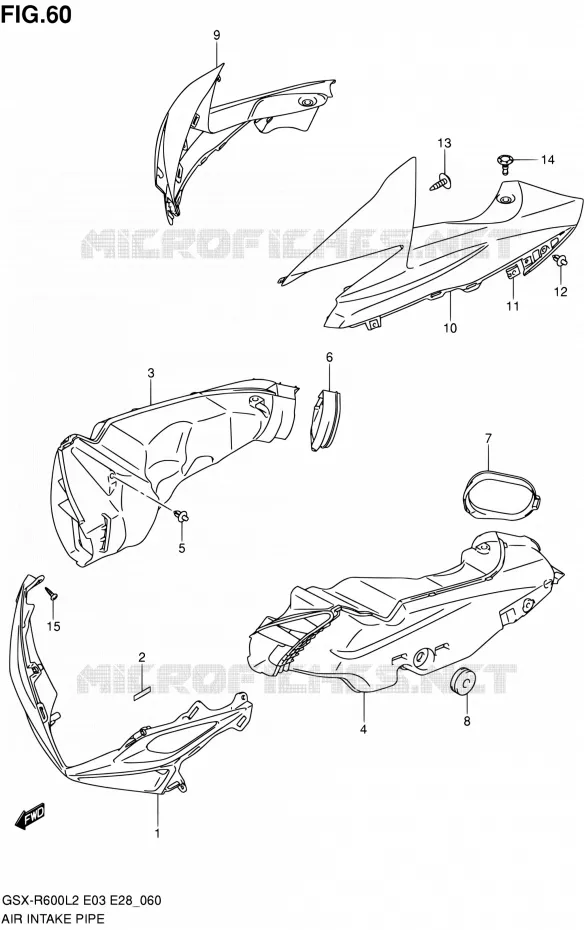 AIR INTAKE PIPE Suzuki MOTO 600 GSX-R 2012  GSX-R600L2(E03,E28,E33)
