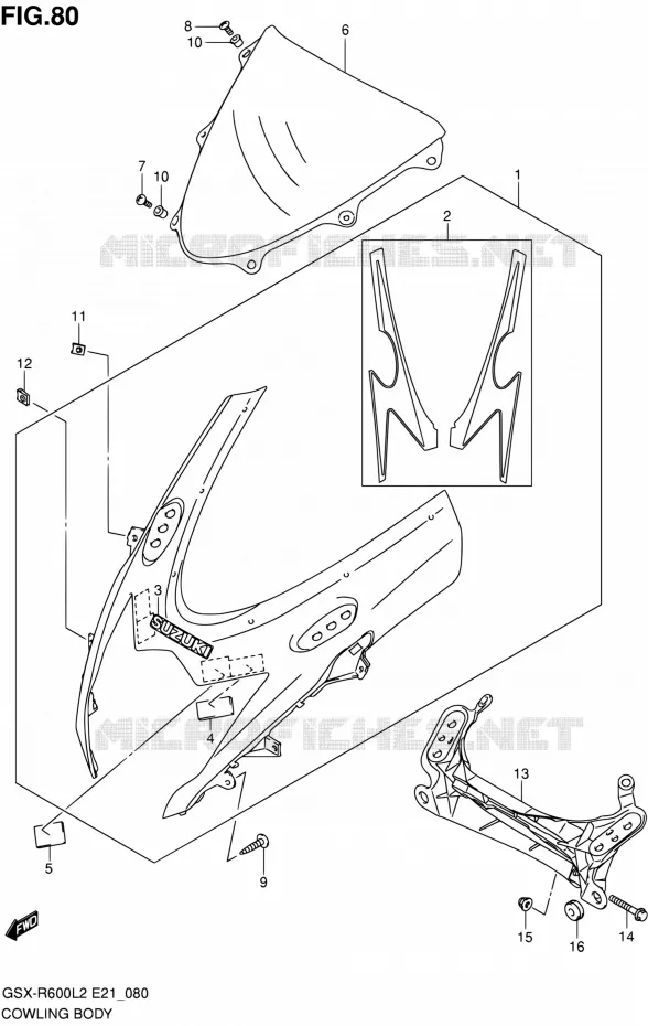 FAIRING (GSX-R600L2 E24) Suzuki MOTO 600 GSX-R 2012  GSX-R600L2(E21)