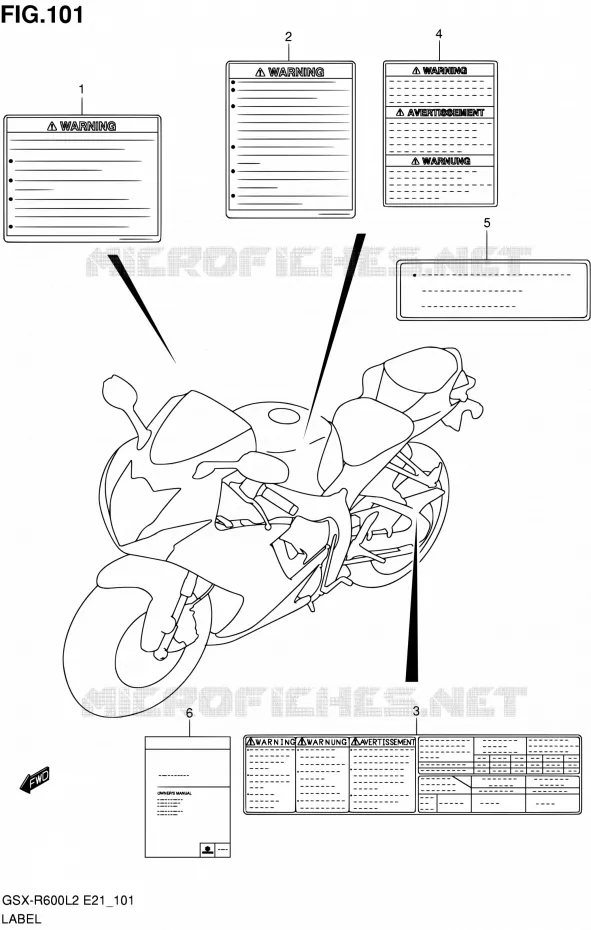 LABEL (GSX-R600L2 E24) Suzuki MOTO 600 GSX-R 2012  GSX-R600L2(E21)
