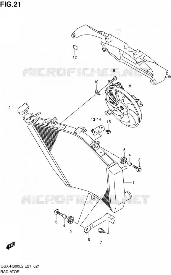 RADIATOR (GSX-R600UFL2 E21) Suzuki MOTO 600 GSX-R 2012  GSX-R600L2(E21)