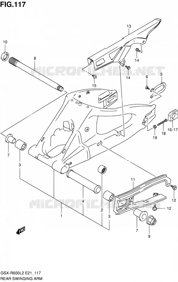 REAR SWINGARM (GSX-R600UFL2 E21) Suzuki MOTO 600 GSX-R 2012  GSX-R600L2(E21)