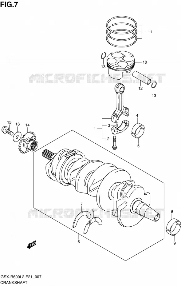 CRANKSHAFT Suzuki MOTO 600 GSX-R 2012  GSX-R600L2(E24)
