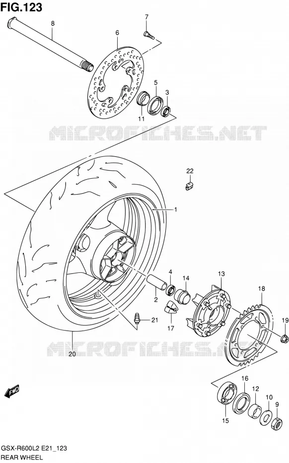 REAR WHEEL (GSX-R600L2 E24) Suzuki MOTO 600 GSX-R 2012  GSX-R600L2(E24)